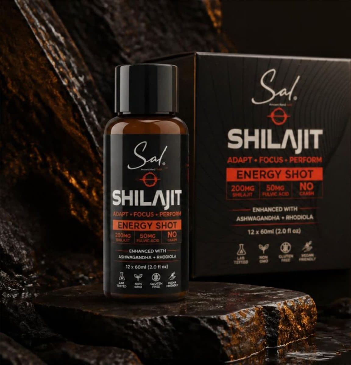 SAL Shilajit Energy Shot and box