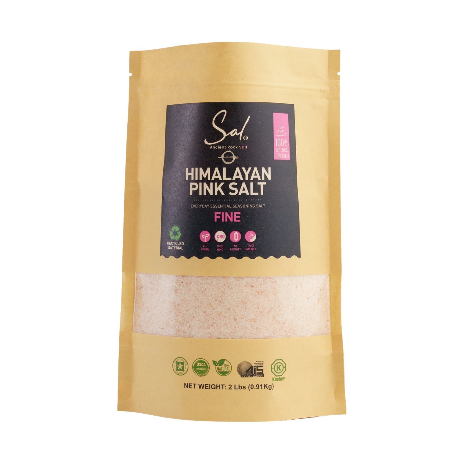 Himalayan Pink Salt, Fine, 2 lb Pouch